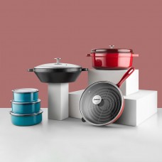 Silver 12 Parça Avantaj Set Tencere Tava Demir Döküm-Emaye Seti Bordo