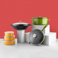 Silver 12 Parça Avantaj Set Tencere Tava Demir Döküm-Emaye Seti Yeşil