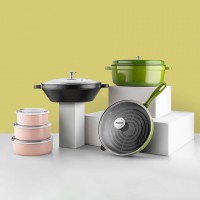 Silver 12 Parça Avantaj Set Tencere Tava Demir Döküm-Emaye Seti Yeşil