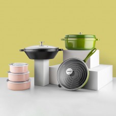 Silver 12 Parça Avantaj Set Tencere Tava Demir Döküm-Emaye Seti Yeşil