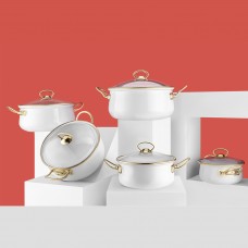 Silver 5'li Emaye Tencere Seti 18 cm 20 cm 22 cm 24 cm 26 cm