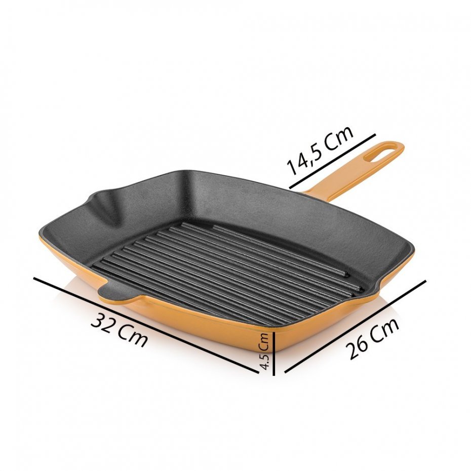 Silver Döküm Izgara Tava 26x32 cm Hardal Sarı