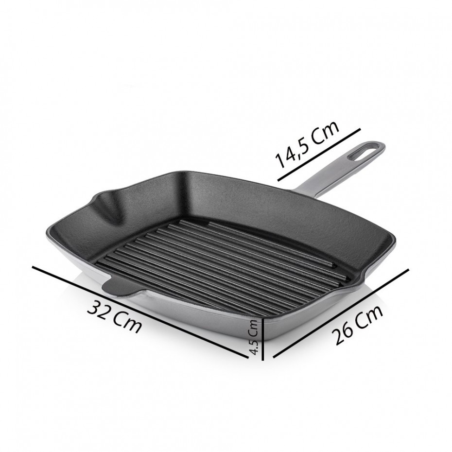 Silver Döküm Izgara Tava 26x32 cm Gri