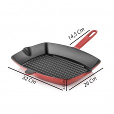 Silver Döküm Izgara Tava 26x32 cm Kırmızı