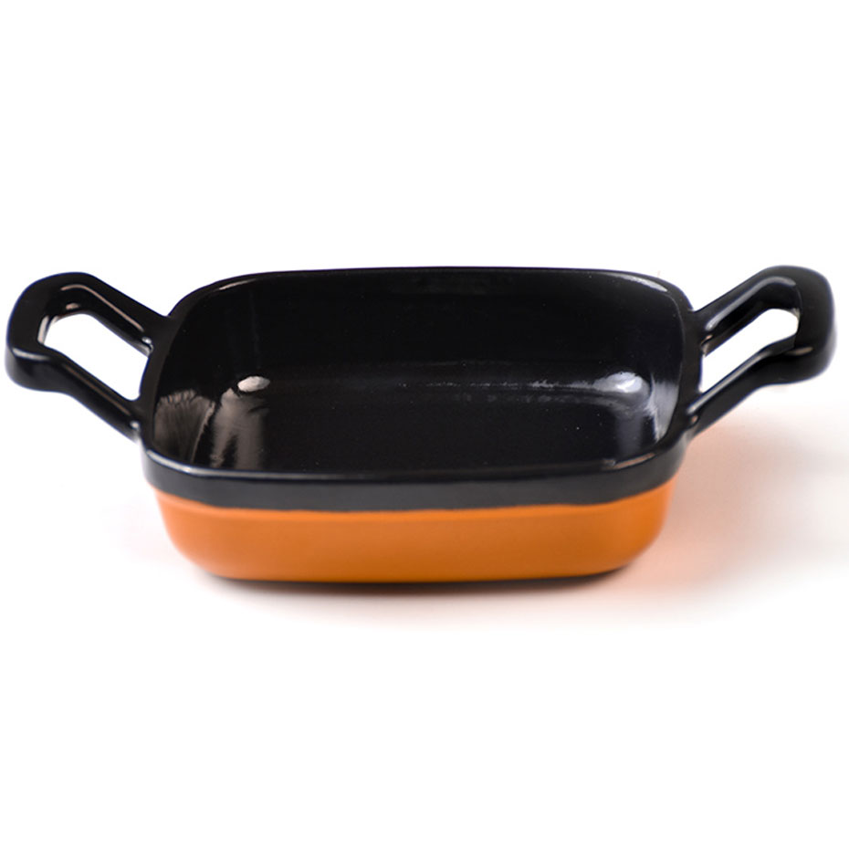 Silver Döküm Kare Tava 16x16 cm Turuncu Siyah