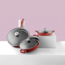 Silver 6 Parça Kahvaltı Set Tava Demir Döküm Seti