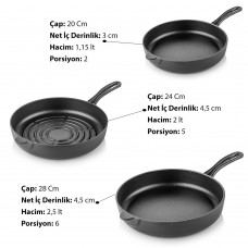 Silver Döküm 3'lü Tava Seti 