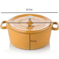 Silver Cusinero Döküm Derin Tencere 24 cm Hardal Sarı