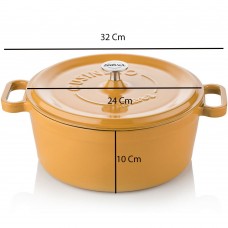 Silver Cusinero Döküm Derin Tencere 24 cm Hardal Sarı