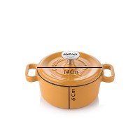 Silver Cusinero Döküm Mini Tencere 14 cm Hardal Sarı