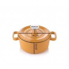 Silver Cusinero Döküm Mini Tencere 14 cm Hardal Sarı