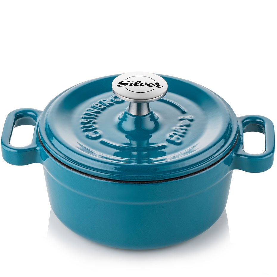 Silver Cusinero Döküm Mini Tencere 14 cm Petrol Mavi