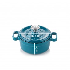 Silver Cusinero Döküm Mini Tencere 14 cm Petrol Mavi
